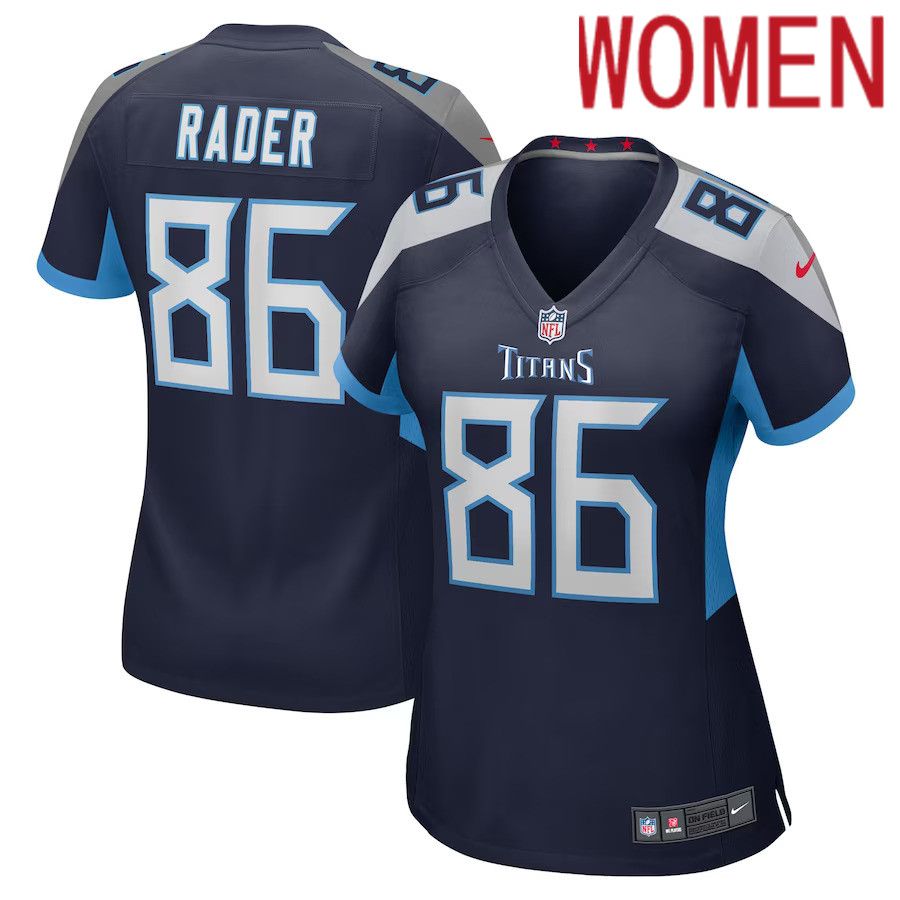 Women Tennessee Titans #86 Kevin Rader Nike Navy Game Player NFL Jersey